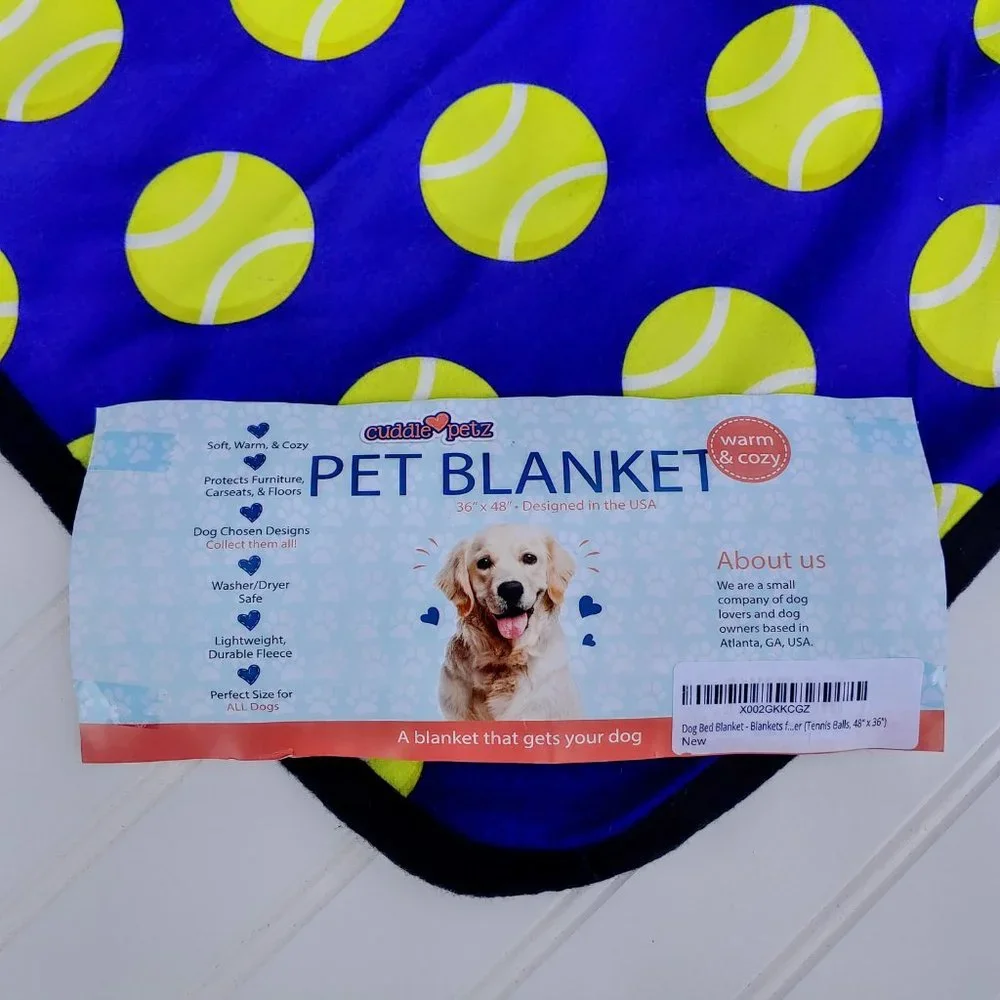 Dog Bed Blanket - Tennis Ball Pattern - 48